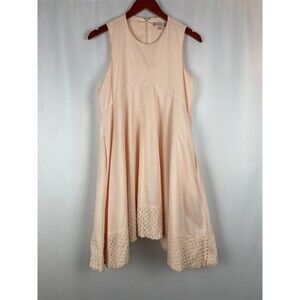 Nanette Lepore Sz 2 Pink Handkerchief Hem Eyelet Lace Babydoll Cottagecore Angel